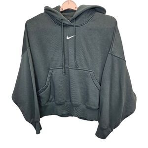 Nike Women's L Pheonix Fleece Oversized Pullover Seaweed Green Hoodie
